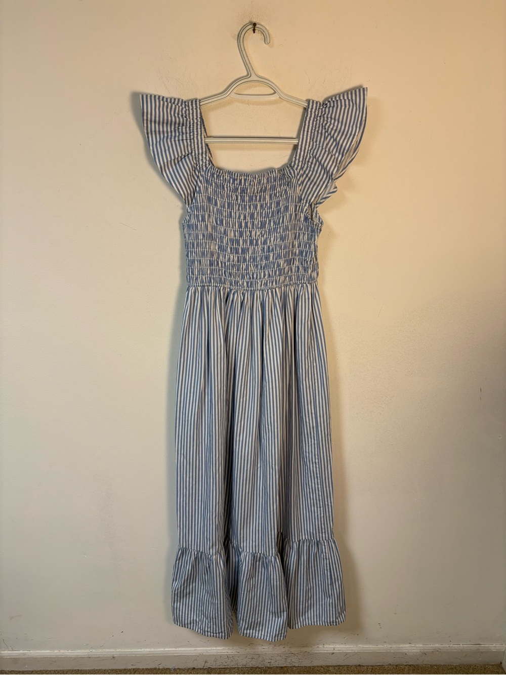 Mud Pie Womens Smocked Stripe Blue & White' Maxi Dress Small - Picture 6 of 11
